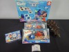 3 X FINDING DORY SEA TOYS, 2 X DINOSAURS, CONSTRUCTION TOY CAR & FINDING DORY PUZZLE