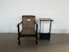 BALL AND CLAW ARM CHAIR AND TILE TOP SIDE TABLE MAGAZINE RACK