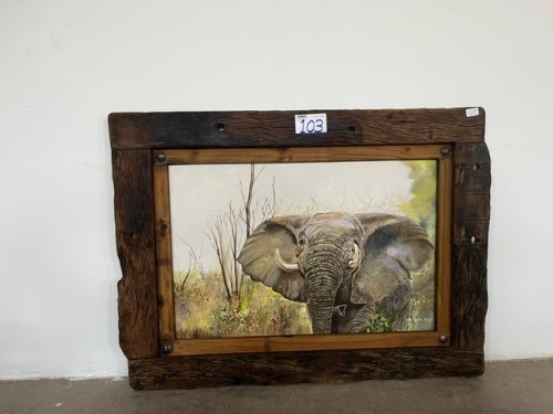 FRAMED ELEPHANT PAINTING