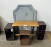 SINGLE BED HEADBOARD, WOODEN TABLE, PEDESTAL AND OTHER GOODS - 2