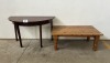 WOODEN HALF MOON TABLE AND COFFEE TABLE