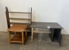 OFFICE DESK, WOODEN SHELF AND SIDE TABLE - 2