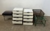 2 X PEDESTALS, WICKER OTTOMAN, WICKER BENCH AND OTHER GOODS - 2