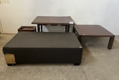 OTTOMAN, WOODEN TABLE, COFFEE TABLE AND DRESSING TABLE STOOL