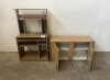 WOODEN 2 DOOR CUPBOARD AND COMPUTER STAND - 2