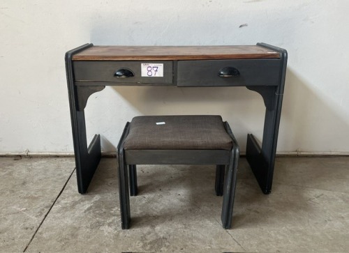 WOODEN 2 DRAWER DRESSER WITH STOOL