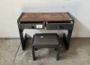 WOODEN 2 DRAWER DRESSER WITH STOOL - 2