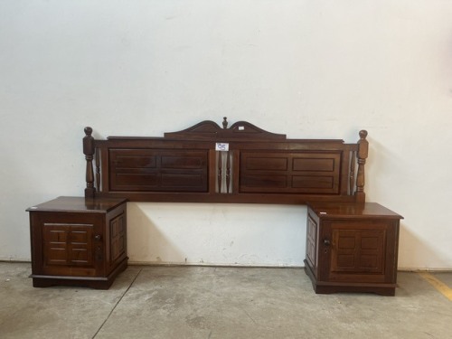 DOUBLE BED HEADBOARD WITH 2 X PEDESTALS