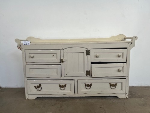 WOODEN 6 DRAWER AND ONE DOOR CABINET