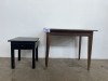 WOODEN TABLE AND ONE DRAWER PEDESTAL
