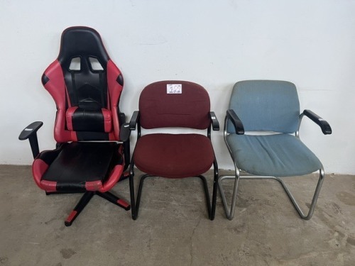 2 X VISITORS CHAIR AND GAMING CHAIR