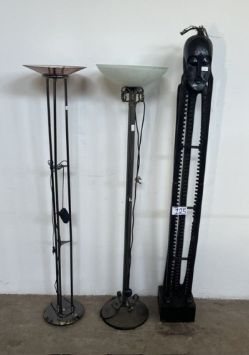 2 X STANDING LAMPS AND CD RACKS