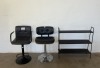 2 X BAR STOOLS AND WOODEN SHELF - 2