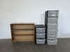BOOKSHELF AND PLASTIC STORAGE UNITS - 2