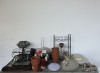 ASSORTED CEILING LIGHTS, POT PLANTERS, TOW BAR, CANDLE HOLDERS AND OTHER GOODS