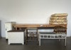 SERVER TABLE, CANE COFFEE TABLE, KITCHEN CUPBOARD, CANE SIDE TABLE, DRESSING TABLE STOOL AND CUSHIONS