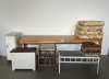 SERVER TABLE, CANE COFFEE TABLE, KITCHEN CUPBOARD, CANE SIDE TABLE, DRESSING TABLE STOOL AND CUSHIONS - 2
