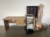 OFFICE DESK ,DVD RACK, MANNEQUIN, ROLLER SKATES, TOYS, BABY GATE, DOUBLE ROD WARDROBE AND OTHER GOODS