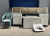 ASSORTED KITCHEN CUPBOARDS, PLASTIC CHAIRS, BASIN AND CISTERN - 2
