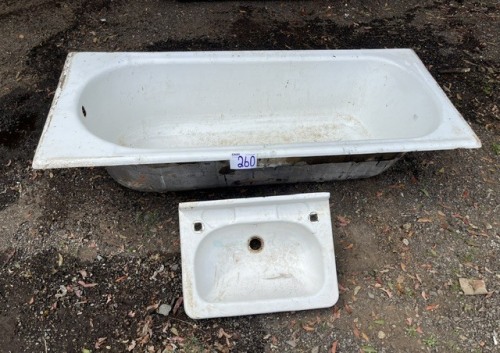 CAST IRON BATH TUB AND CAST IRON BATHROOM BASIN
