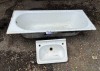CAST IRON BATH TUB AND CAST IRON BATHROOM BASIN