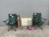 2 X CAMPING CHAIRS, BLIND, DISHRACK, LIGHTS AND OTHER GOODS