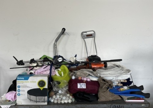 BICYCLE RACK, ROUND POOL COVER, GOLF BALLS, ROLLE SKATES, AIR MATTRESS AND OTHER GOODS