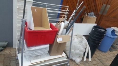 STEEL STAND,BUCKETS,POOL FILTER PUMP,CLOTHING RAIL AND OTHER 