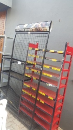 3 X STEEL SHELVING AND DISPLAY STAND 