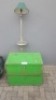 2 X WOODEN STORAGE BOXES AND STANDING LAMP 