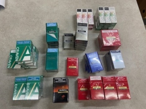 76 X ASSORTED PACKETS OF DUNHILL, CRAVEN A AND GLAMOUR