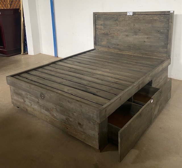 WOODEN DOUBLE BED BASE WITH STORAGE DRAWERS ONLINE WAREHOUSE AUCTION