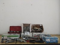 ASSORTED TOOLS (SPANNERS, SCREW DRIVER, SOCKETS AND TUBE CUTTER)