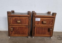 2 X WOODEN 2 DRAWER BEDSIDE PEDESTAL (H620, W425, L520)